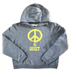 Womens AEO Gray Cropped Hooded Sweatshirt Sz L EUC